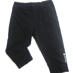 Reebok Play Dry Capri Legging Active Crop Pant Black Run Womens Sz Medium